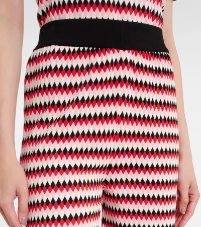 La Doublej Cropped Wide-leg Jacquard-knit Pants In Red