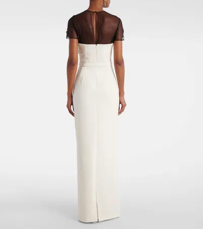 Safiyaa Embellished Crepe Gown In Neutral
