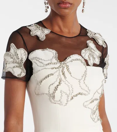 Safiyaa Embellished Crepe Gown In Neutral