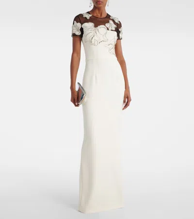 Safiyaa Embellished Crepe Gown In Neutral