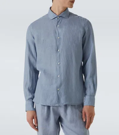 Thom Sweeney Linen Shirt In Blue