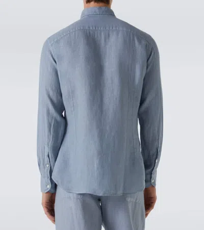 Thom Sweeney Linen Shirt In Blue