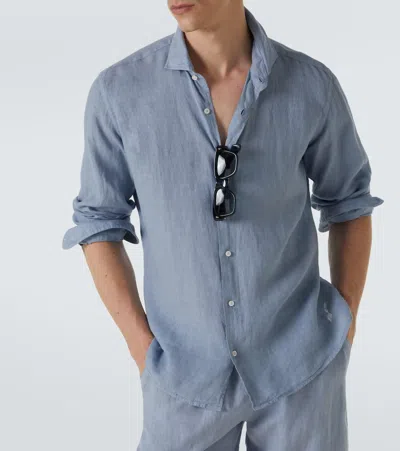 Thom Sweeney Linen Shirt In Blue