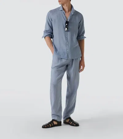 Thom Sweeney Linen Shirt In Blue