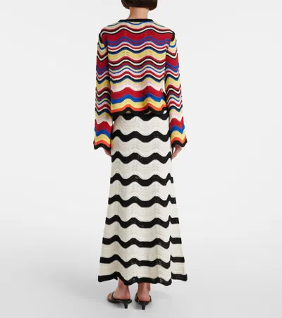 La Doublej Wave-pattern Bell-sleeve Sweater