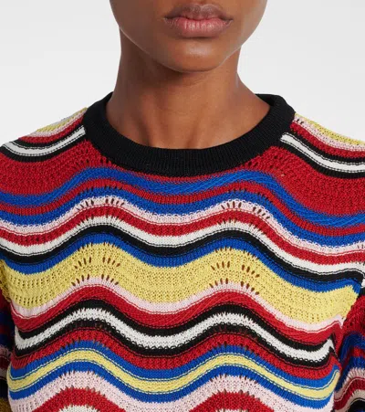 La Doublej Wave-pattern Bell-sleeve Sweater