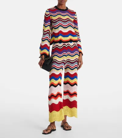 La Doublej Wave-pattern Bell-sleeve Sweater