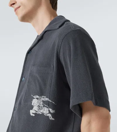 Burberry Ekd Cotton Terry Bowling Shirt In Gray