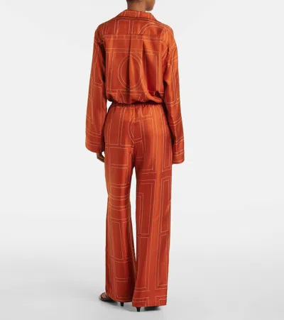 Totême Toteme Women Monogram Silk Pajama Pants In Orange