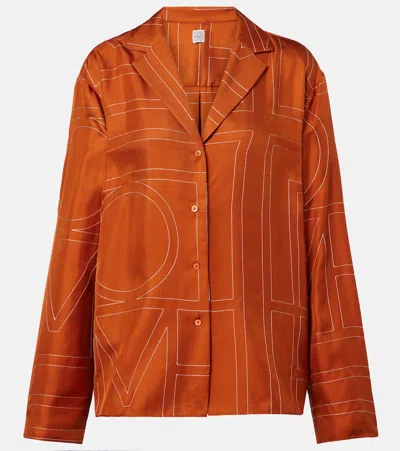 Totême Toteme Women Monogram Silk Shirt In Orange