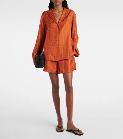 Totême Toteme Women Monogram Silk Shirt In Orange