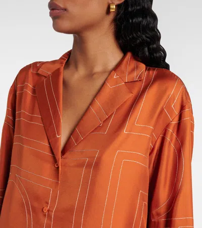 Totême Toteme Women Monogram Silk Shirt In Orange