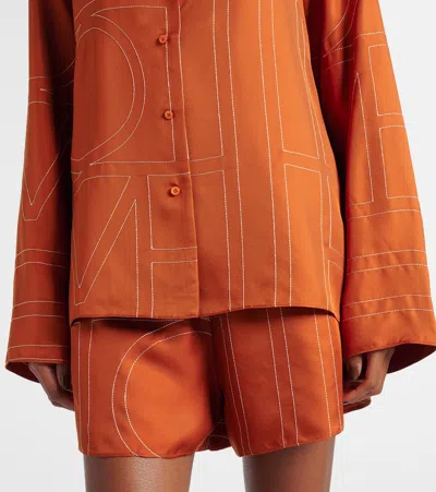 Totême Toteme Women Monogram Silk Shirt In Orange