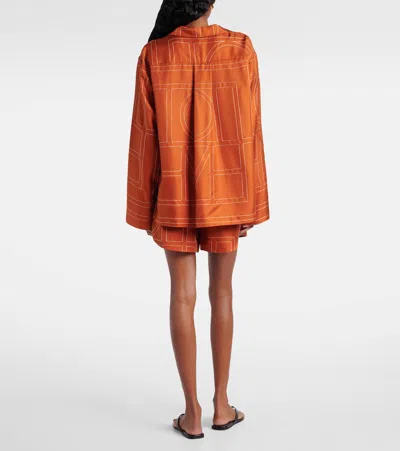 Totême Toteme Women Monogram Silk Shirt In Orange