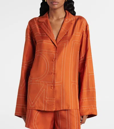 Totême Toteme Women Monogram Silk Shirt In Orange