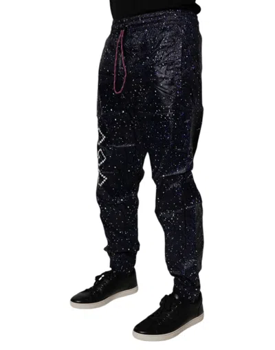 Dolce & Gabbana Dark Blue Dg Game Print Cotton Jogger Men's Pants