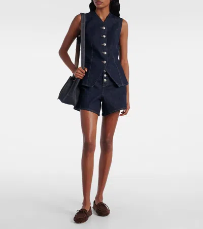 7 For All Mankind Lady Button-fastening Denim Waistcoat In Animal Print