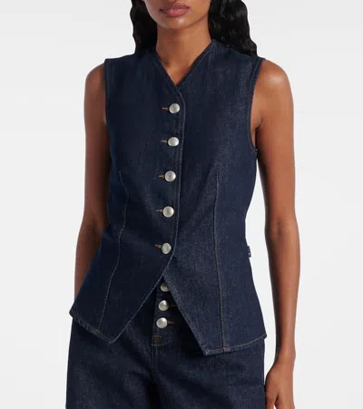 7 For All Mankind Lady Button-fastening Denim Waistcoat In Animal Print