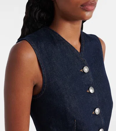 7 For All Mankind Lady Button-fastening Denim Waistcoat In Animal Print