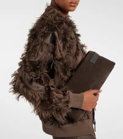 Brunello Cucinelli Clutch Bag Rectangular Contrast Handles