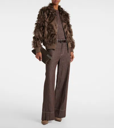 Brunello Cucinelli Clutch Bag Rectangular Contrast Handles