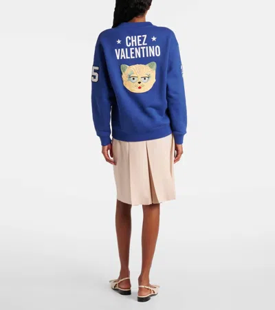 Valentino Blue Cotton "v" College Sweatshirt