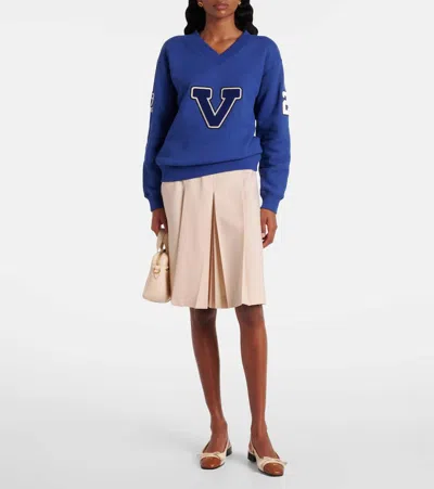 Valentino Blue Cotton "v" College Sweatshirt