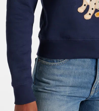 Valentino Dog Design Cotton Sweatshirt In Blue