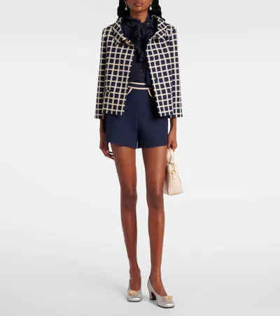 Valentino Garavani Block Heel Embellished Slingback Square Toe Pumps In White