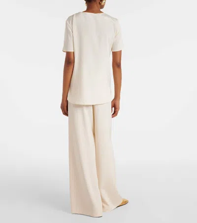 Max Mara Aris Silk-blend T-shirt In Neutral