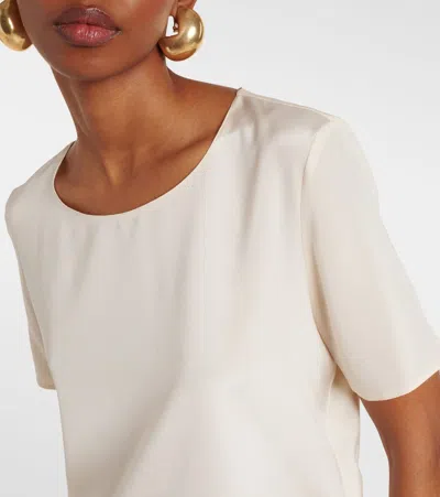 Max Mara Aris Silk-blend T-shirt In Neutral