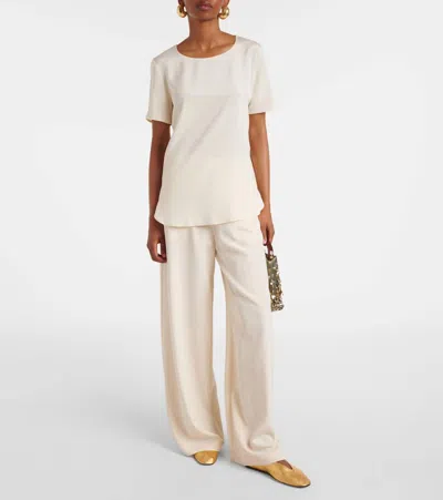 Max Mara Aris Silk-blend T-shirt In Neutral