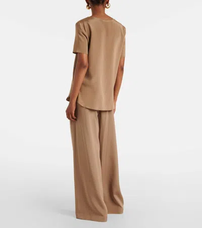 Max Mara Aris Silk-blend T-shirt In Neutral