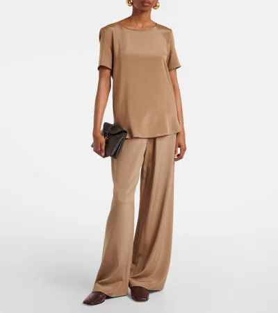 Max Mara Aris Silk-blend T-shirt In Neutral