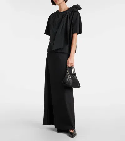 Max Mara Cotton Bow-detail T-shirt In Black