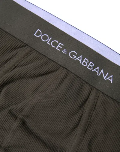 Dolce & Gabbana Gray Cotton Men Mid Slip Brief Men's Underwear In Brown