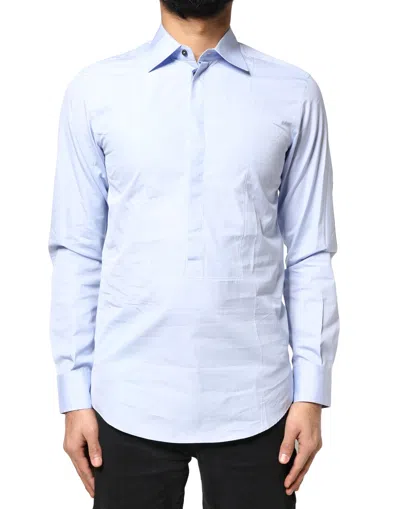 Pre-owned Dolce & Gabbana Light Blue Cotton Long Sleeves Dress Men's Shirt ()