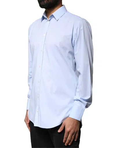 Pre-owned Dolce & Gabbana Light Blue Cotton Martini Formal Dress Men's Shirt ()