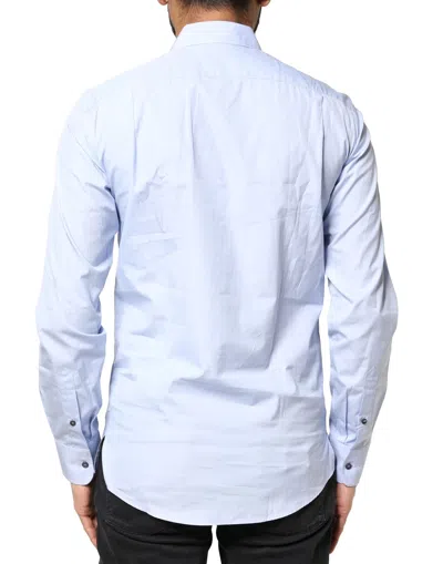 Pre-owned Dolce & Gabbana Light Blue Cotton Long Sleeves Dress Men's Shirt ()