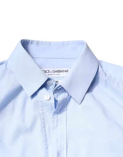 Pre-owned Dolce & Gabbana Light Blue Cotton Martini Formal Dress Men's Shirt ()