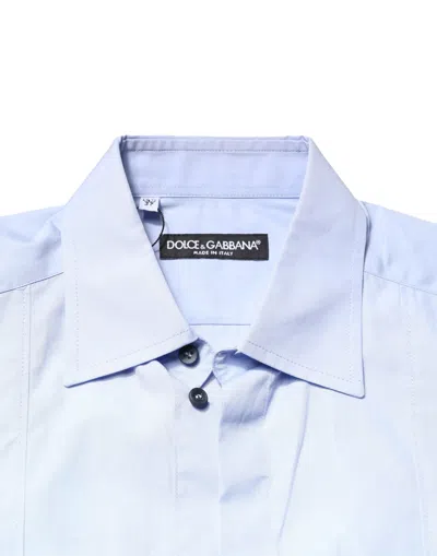 Pre-owned Dolce & Gabbana Light Blue Cotton Long Sleeves Dress Men's Shirt ()