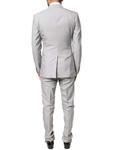 Dolce & Gabbana Light Gray Wool Gold 2 Piece Formal Suit