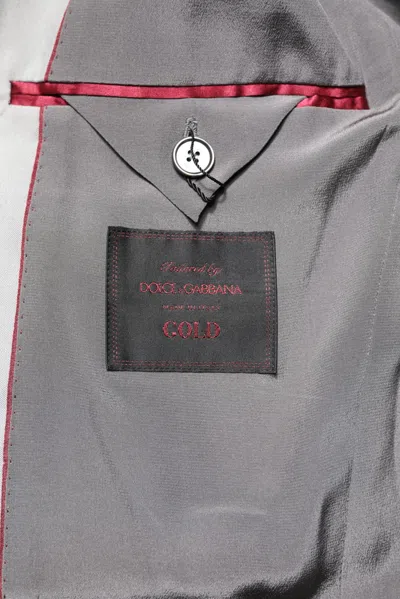 Dolce & Gabbana Light Gray Wool Gold 2 Piece Formal Suit