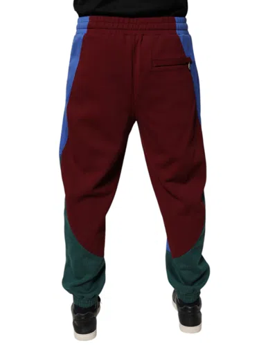 Dolce & Gabbana Black Red Leopard Print Nylon Jogger Men's Pants In Multi