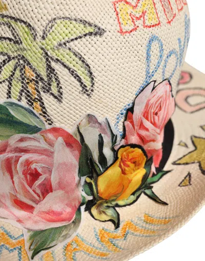 Pre-owned Dolce & Gabbana Multicolor Floral Women Fedora Wide Brim Women's Hat ()