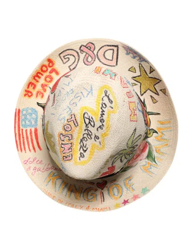 Pre-owned Dolce & Gabbana Multicolor Floral Women Fedora Wide Brim Women's Hat ()