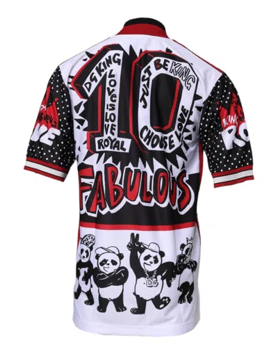 Pre-owned Dolce & Gabbana Multicolor King Panda Print Zipper Collar Men's T-shirt ()