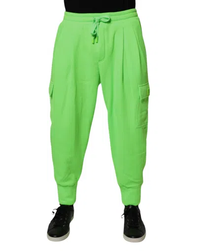 Dolce & Gabbana Neon Green Polyester Cargo Jogger Sweatmen's Men's Pants