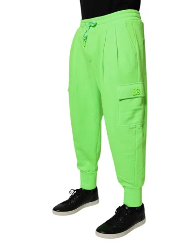 Dolce & Gabbana Neon Green Polyester Cargo Jogger Sweatmen's Men's Pants