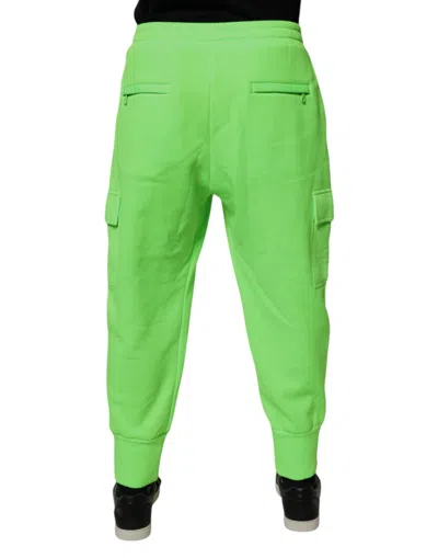 Dolce & Gabbana Neon Green Polyester Cargo Jogger Sweatmen's Men's Pants